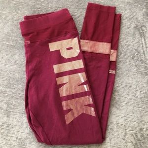 VS PINK burgundy mesh leggings
